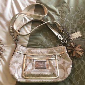 Small sequin silver Coach purse